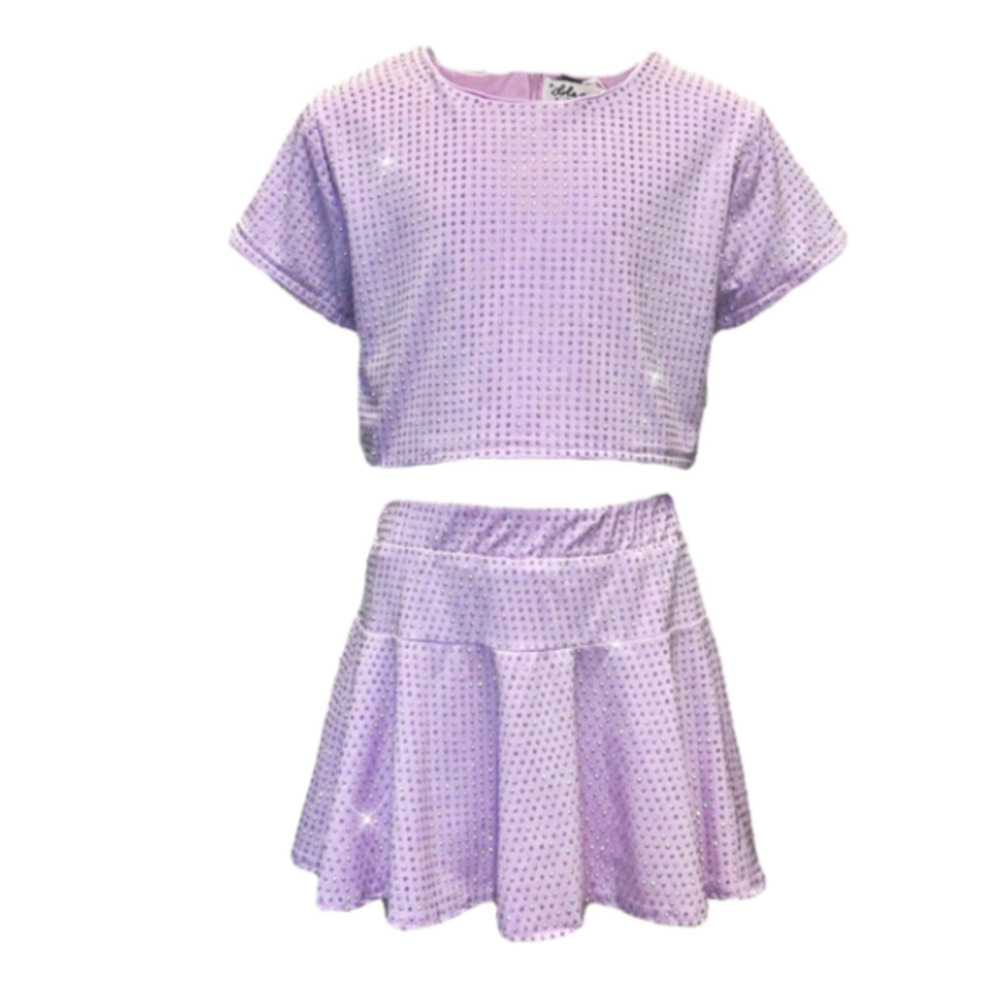 Lola & The Boys Lilac Skirt Top Set 14Y 2 Pcs New Beaded Taylor Crystal Set